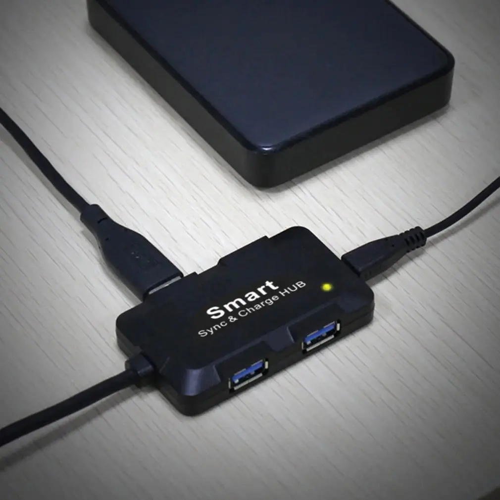 4 порта USB 3,0 Супер Скоростной концентратор питание портативный тонкий Встроенный кабель расширения данных синхронизации зарядки адаптер
