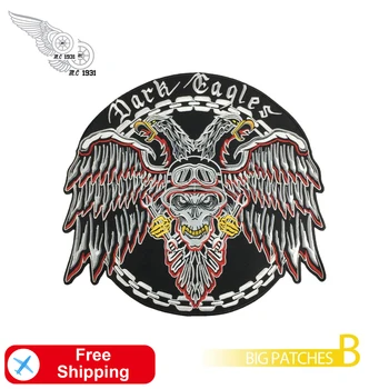 

Dark Eagle Embroidered Iron on Patch for Clothing Motorcycle Biker Punk Custom Patches Full Back Size Jacket MC Club Accessories
