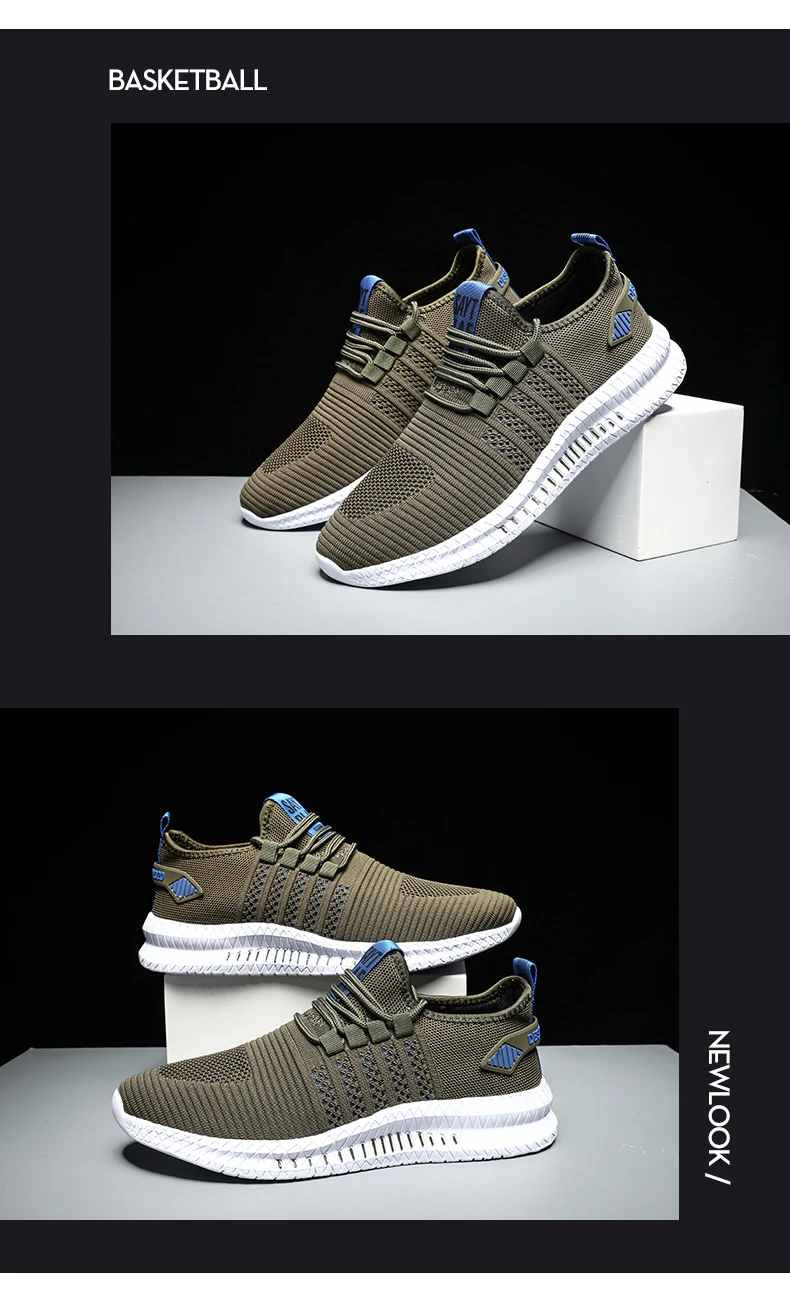 Fashion Sneakers Lightweight Men Casual Shoes Breathable Male Footwear Lace Up Walking Shoe