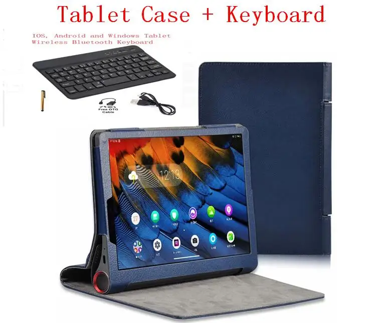 Клавиатура для lenovo Yoga Tab5 YT-X705, 10,1 дюймов, чехол для планшета, Bluetooth клавиатура из искусственной кожи, умный чехол, защитная оболочка+ ручка - Цвет: Key board case