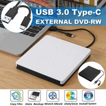 Grabador de DVD externo USB 3,0 tipo C, grabador de DVD RW, Unidad óptica CD/DVD ROM, reproductor MACs OS Windows XP/7/8/10