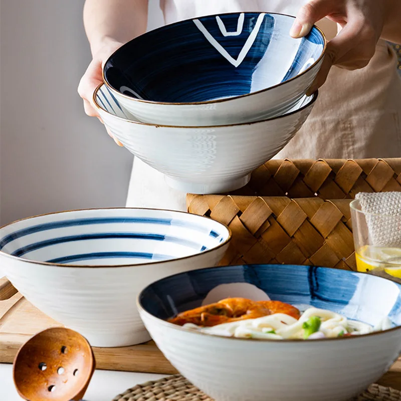 1 шт. Kinglang, японский стиль, миска ramen, миска для супа, Салатница, Бытовая Керамическая большая миска, индивидуальная, легко моющаяся, миска для лапши