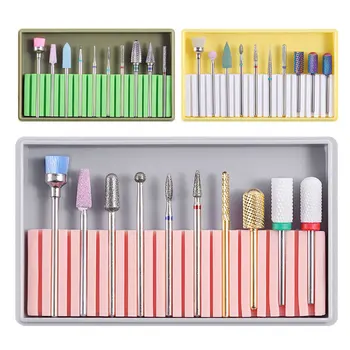 

1set Mixed Diamond Ceramic Tungsten Steel Silicone Nail Drill Bits Manicure Clean Cuticle Milling Cutter Sander Nail File Tools