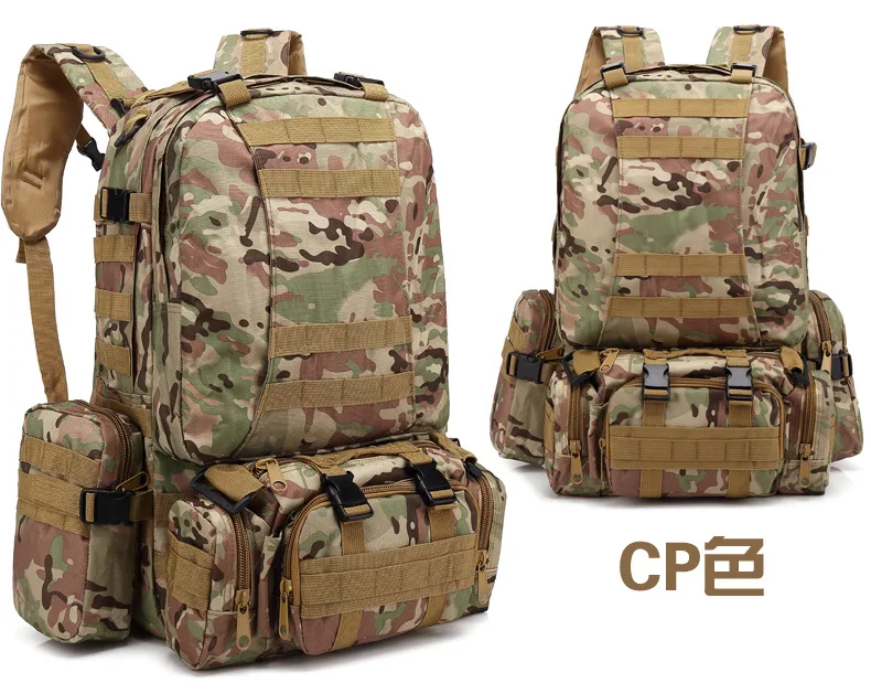 Waterproof 55L Tactical Camouflage sprots backpack men travel outdoor Military male Mountaineering Hiking Climbing Camping bags - Цвет: CP color