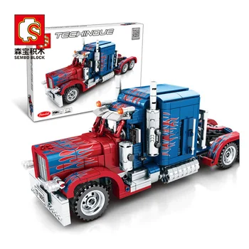 

senbao block Building Blocks toy Assembling small particles toy Optimus truck container truck assembled building blocks