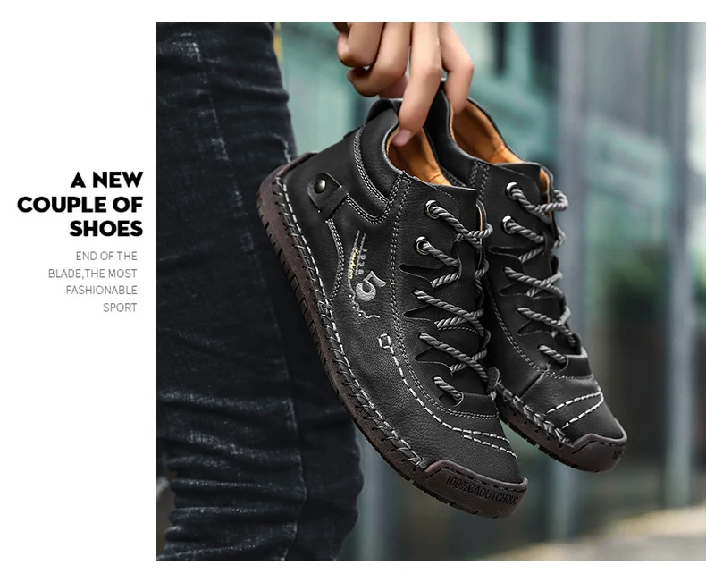 Новая удобная мужская кожаная обувь мужская обувь высокого качества, сшитая вручную модная Уличная обувь мужская обувь больших размеров 39-48