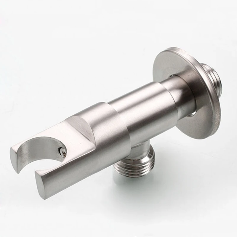 Válvula Angular de Torneira em 304 com Suporte Válvula de Vedação para Chuveiro Controle de Água Acessórios de Banheiro Aço Inoxidável