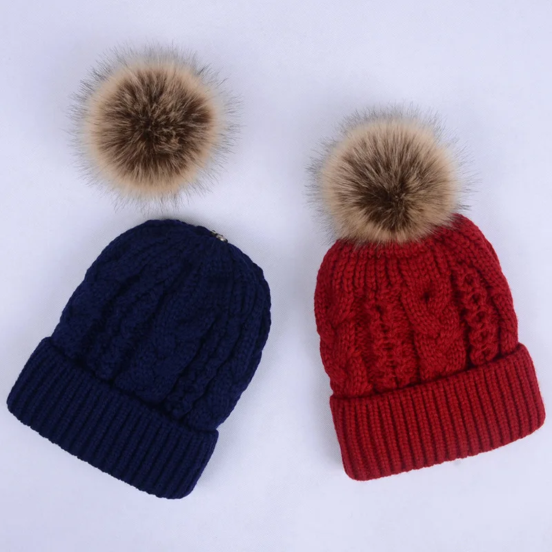 

2020 Winter Fur Thicked Warm Hat Add Velvet Fleece Inside For Women Girls Pompom Hat Female Knitted Beanie Caps