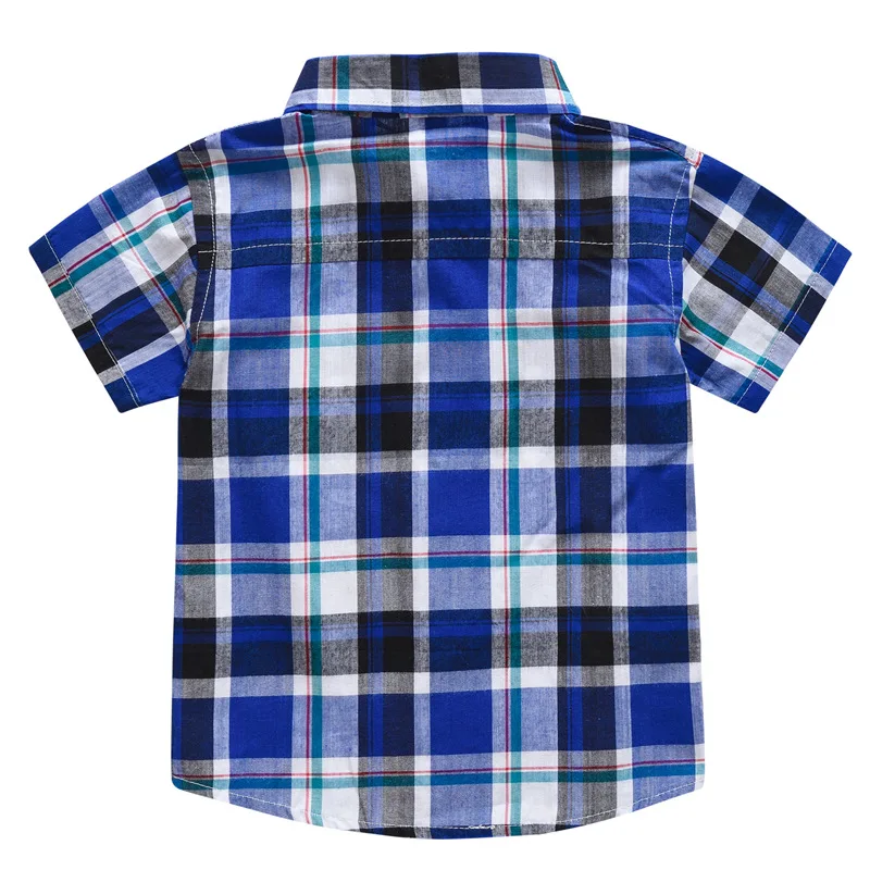 Classic Boy Plaid Shirts Short Sleeve Kids School Clothes Children Clothing Sweatershirt Teenage Top Boys Shirt Cotton 2-7Y