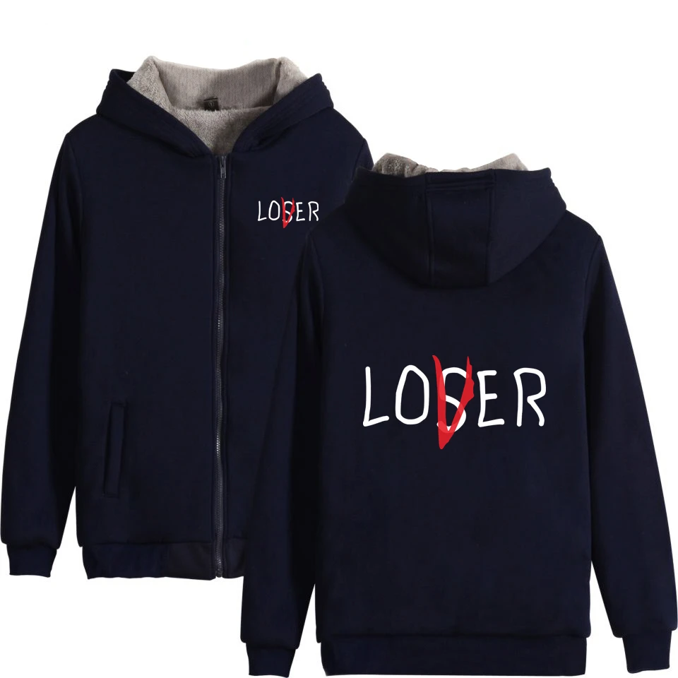 Movie It Loafers Клубные супер теплые толстовки для мужчин/женщин Loser Lover толстый свитер с капюшоном зимняя утепленная флисовая куртка зимнее пальто