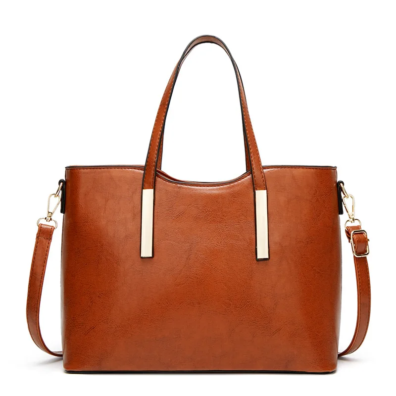 

New Style Shoulder Bag Europe And America Fashion Large-Volume WOMEN'S Bag Cross Border Oil Wax Leather Tote Bag Oil Skin Crossb