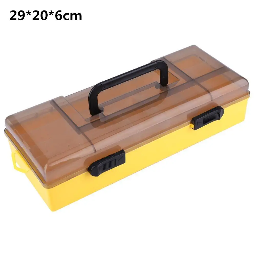 Double-side Fishing Tackle Box Wood Shrimp Tools Case Fishing Bait Lure Storage Case Multiple Compartment Large Fishing Tool box - Цвет: 29x20x6cm