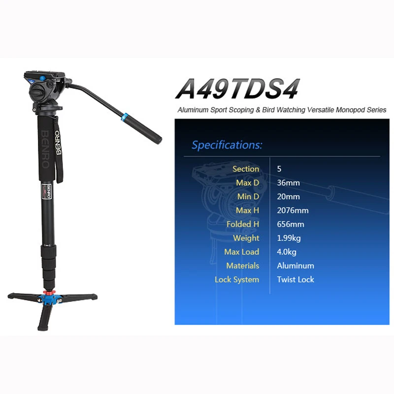 Benro A49TDS4 спортивный и наблюдения за птицами набор моноподов/штатив подходит для