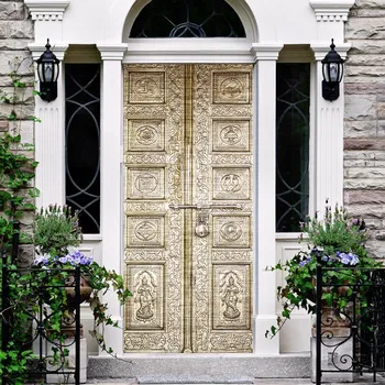 

Golden Gate Door Sticker Home Decor Eco-friendly PET Brushed Silver Self-adhesive Waterproof Tear-proof Wallpaper Poster Decals