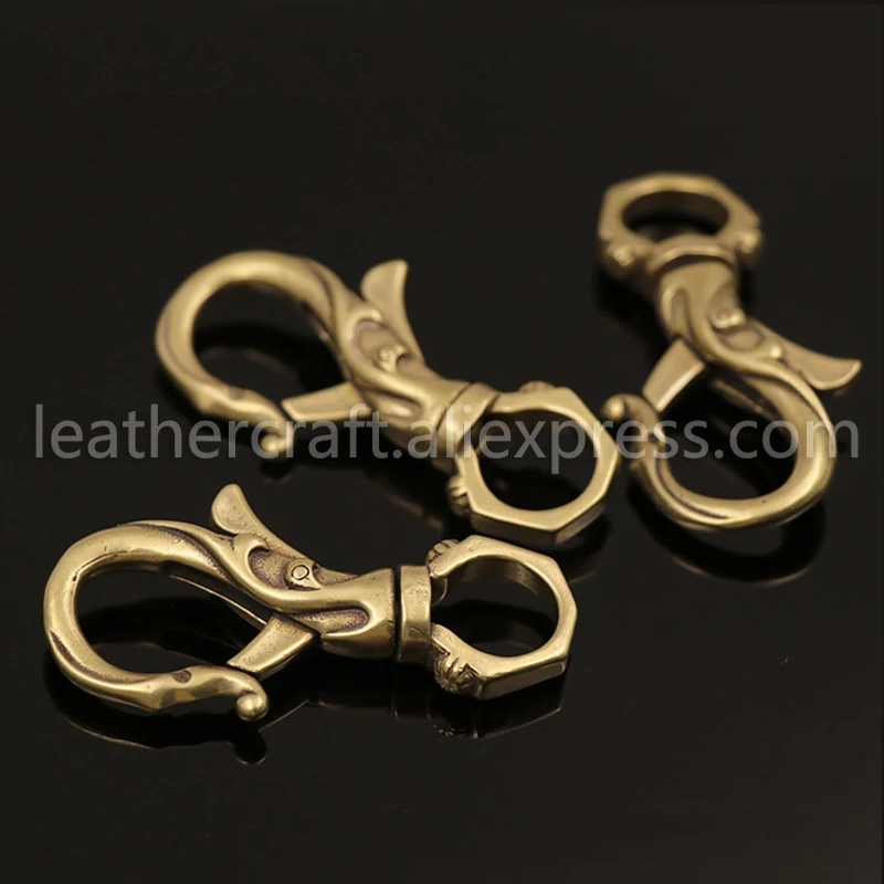 

2pcs Solid Brass Flower Swivel Trigger Snap Hook Spring Gate Clasps Clips Leather Belt Pet Leash Bag Strap Webbing Keychain Hook