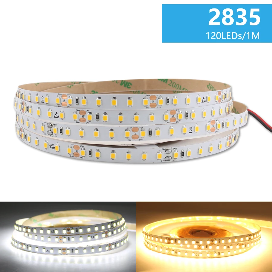 DC 5V 12V 24V SMD 2835 Светодиодная лента 5m Белая светодиодная лента не водонепроницаемая лампа световые полосы декор для кухни ТВ СВЕТОДИОДНЫЙ лента