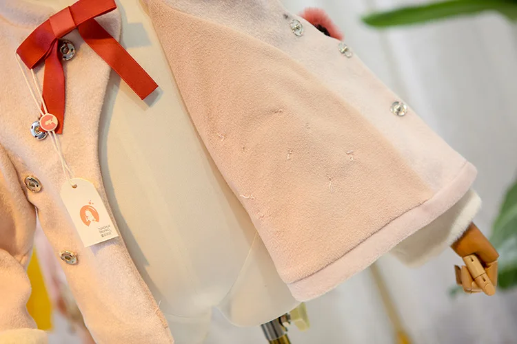 autumn and winter children's clothing new girl two-piece wind big children's children plus cashmere skirt suit