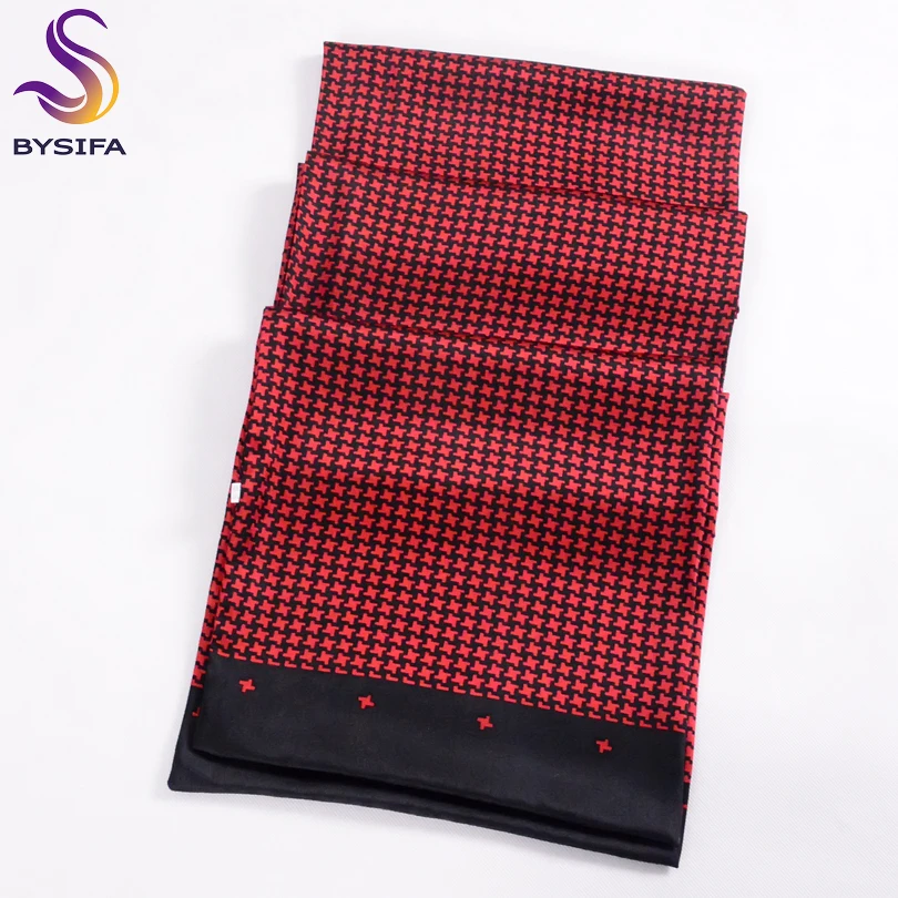 Black Red Long Scarves For Men Fashion Accessories Male Pure Silk Scarf Cravat Winter Flowers Pattern Scarf 160*26cm Knitted Scarf Cashmere Scarf Tactical Scarf Neck Wrap Fleece Scarf Polar Fleece Scarf
