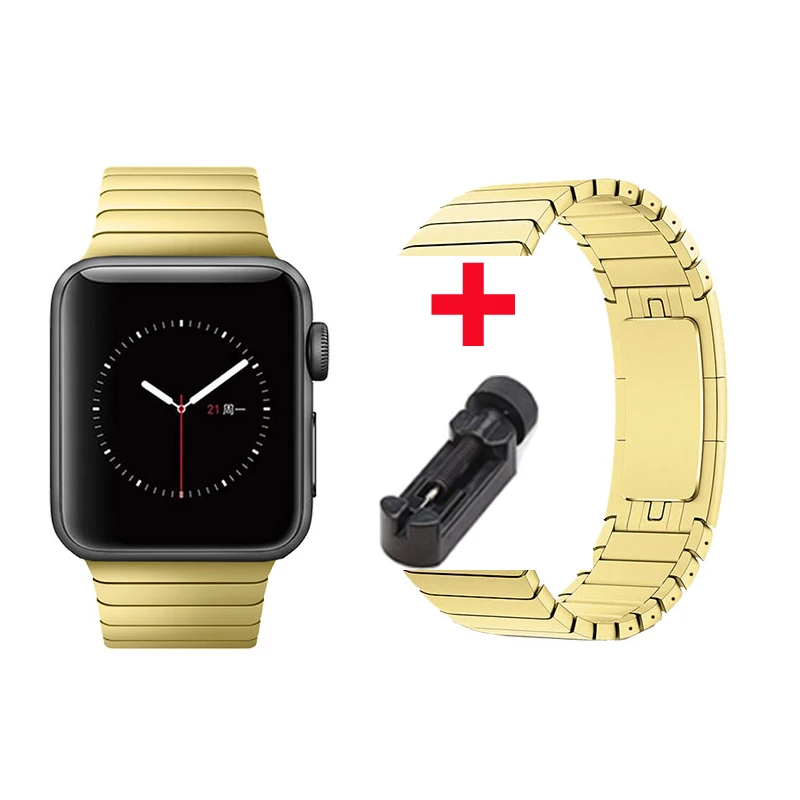 Соединяющий ремешок браслета для apple watch band 42 мм 38 мм apple watch 4 iwatch belt 44 мм 40 мм 3 2 1 металлический ремешок из нержавеющей стали - Цвет ремешка: gold