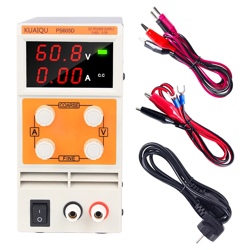 

Digital Switching DC Power Supply Adjustable 0- 60V 5A 0.1V 0.01A Portable Controllable Stable Bench Power Source for Lab