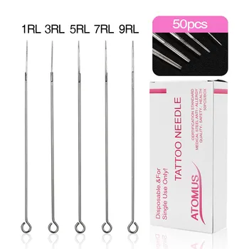 

50pcs Disposable Assorted Sterilized Tattoo Needles 1/3/5/7/9RL Agujas Microblading Naalden Permanent Makeup
