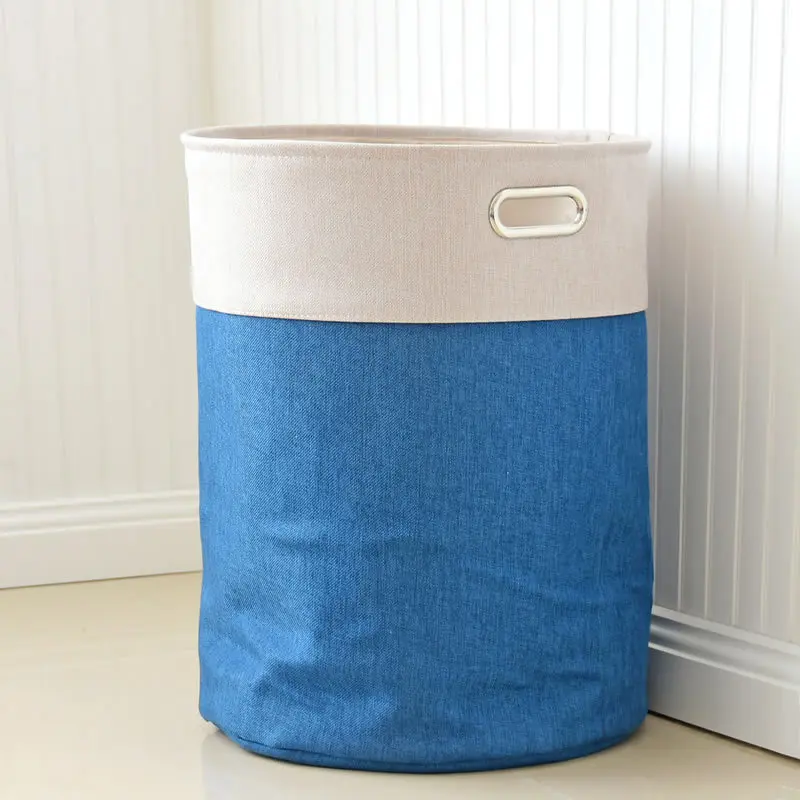 blue Laundry Basket Picnic Basket Stand Toy Storage Box Bag Cotton Washing Dirty Clothes Basket Organizer Bin Handle (3)