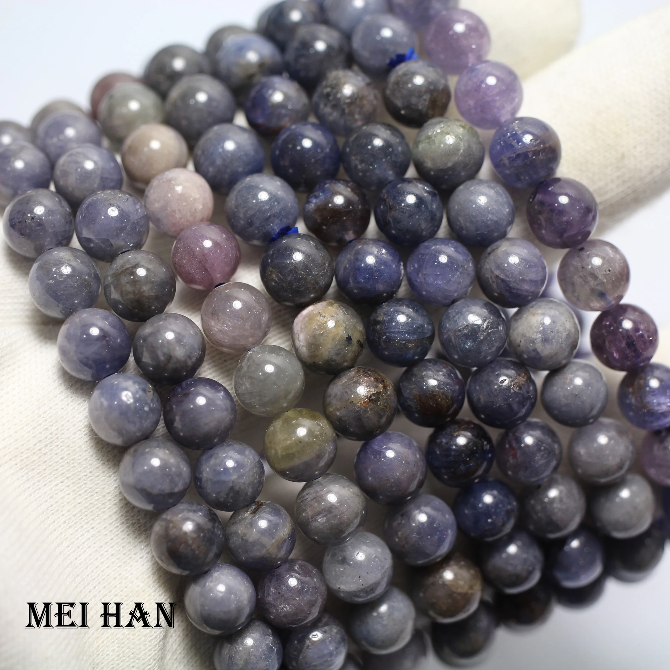 

Meihan natural (23 beads/set/17g) Tanzanitee 7.5-8mm smooth round loose beads for jewerly making design DIY