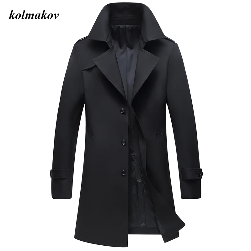 

New Arrival Autumn Style Men High-end Boutique Trench Coat Business Casual Solid Men's Single Breasted Long Trench Jacket Coat