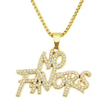 

New Fashion Mens Hip Hop Iced Out Crystal Letters Word Pendant Necklace With Chain Bling Jewelry Gift