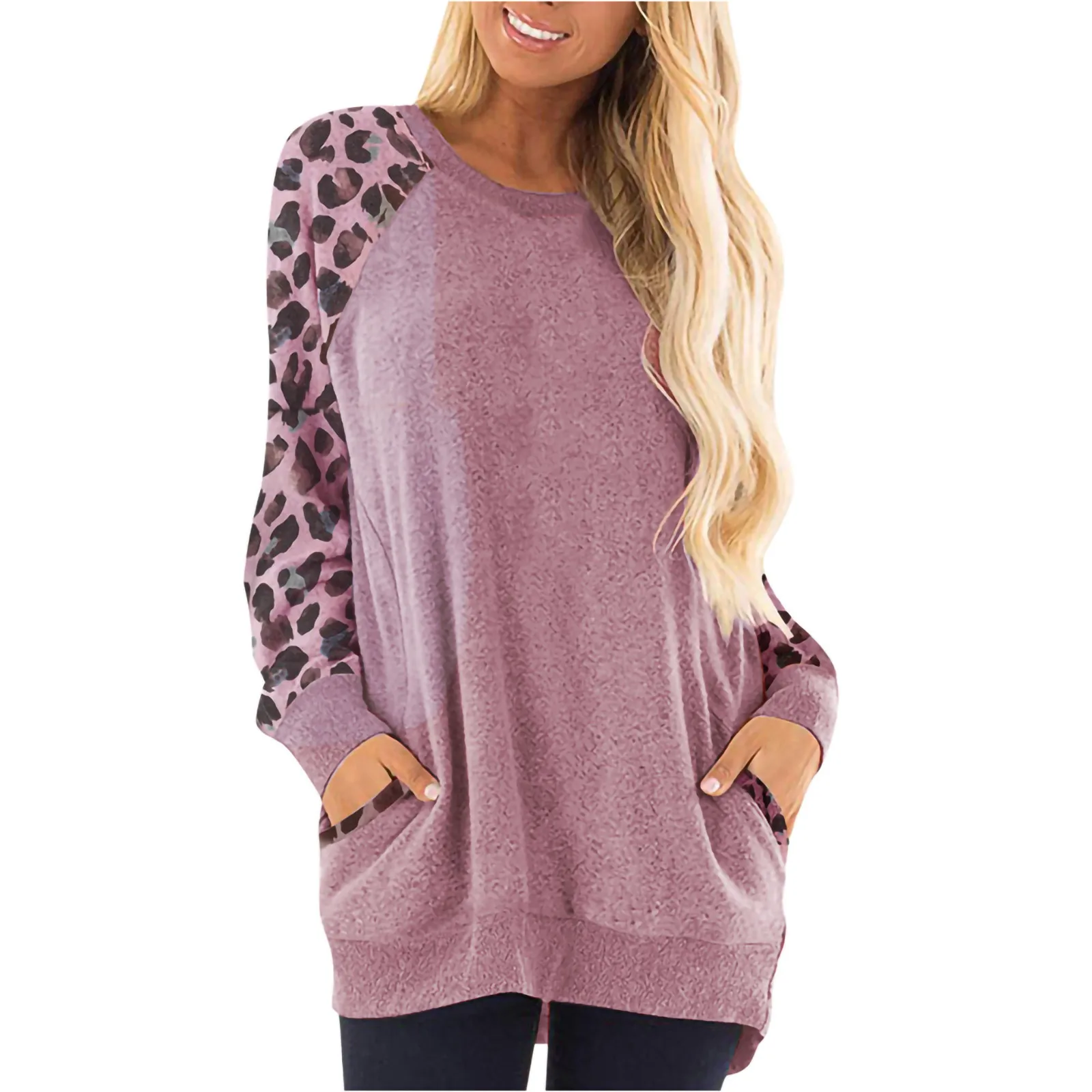 Women Leopard Patchwork Sweatshirt Autumn Winter Long Sleeve Sweatshirt Pullover Shirts Top Sudaderas Harajuku Women Clothing 2