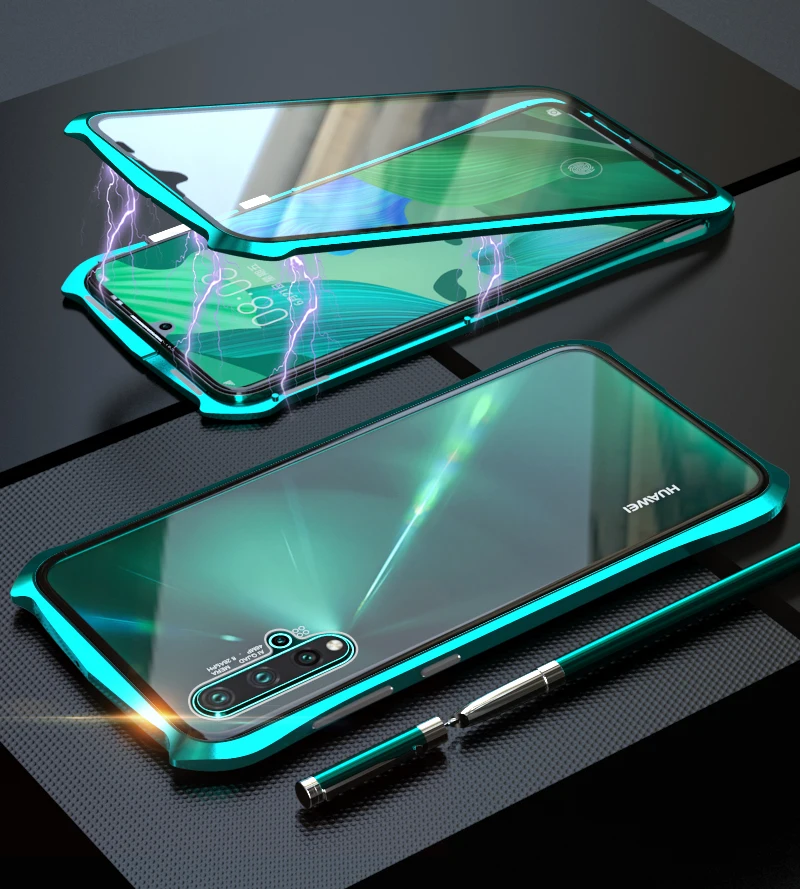 Для huawei Nova 5 Pro Магнитный чехол Nova5 360 Передний+ задний двухсторонний чехол из закаленного стекла для huawei Nova 5 металлический чехол
