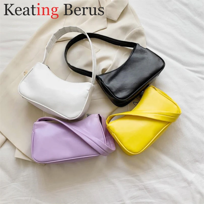 

Soft PU Shoulder Bags For Women 2020 Vintage Tiny Armpit Hand Bag Designer Fashion Sac Baguette Femme Lady Handbag And purses