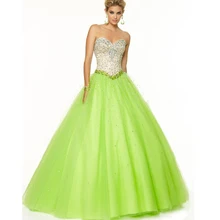 Зеленое Пышное Платье с открытой спиной, Тюлевое милое 16 платьев, бальное платье, корсет, вышитый бисером Топ, Vestido De 15 Anos