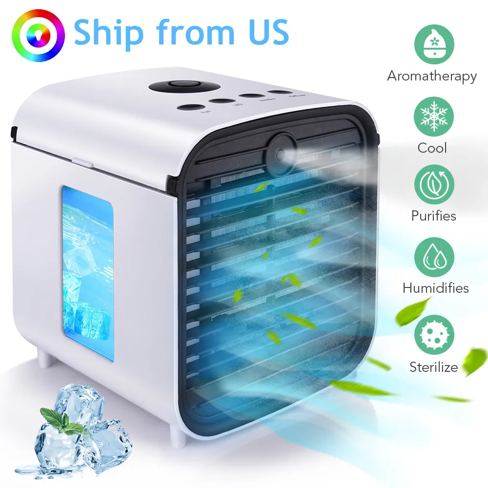 7 Led Air Cooler Mini Portable Water Cooler Fan Air Conditioner for