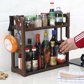 

Kitchen Shelf Organizer Storage Holder and Rack Plastic Bathroom Storage Shelf 2 Layer Freestanding Kitchen Wall Coner Storage