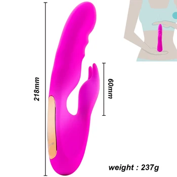 Silicone G-Spot Rabbit Vibrator Rechargeable Clitoris Stimulator Water-Resistant Dildo Adult Sex Toy for Women Dual Stimulation 4