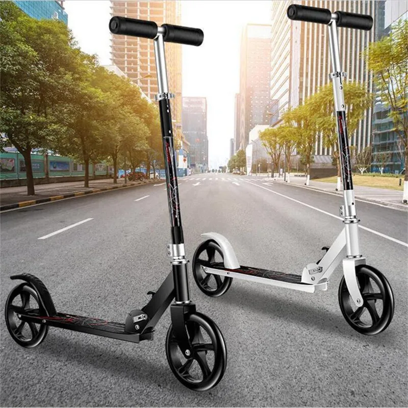 City Adjustable Aluminum Alloy T-Style Kids scooter Children Kick Scooter 200mm Wheel Adults Foldable Foot Scooter bear 200kg