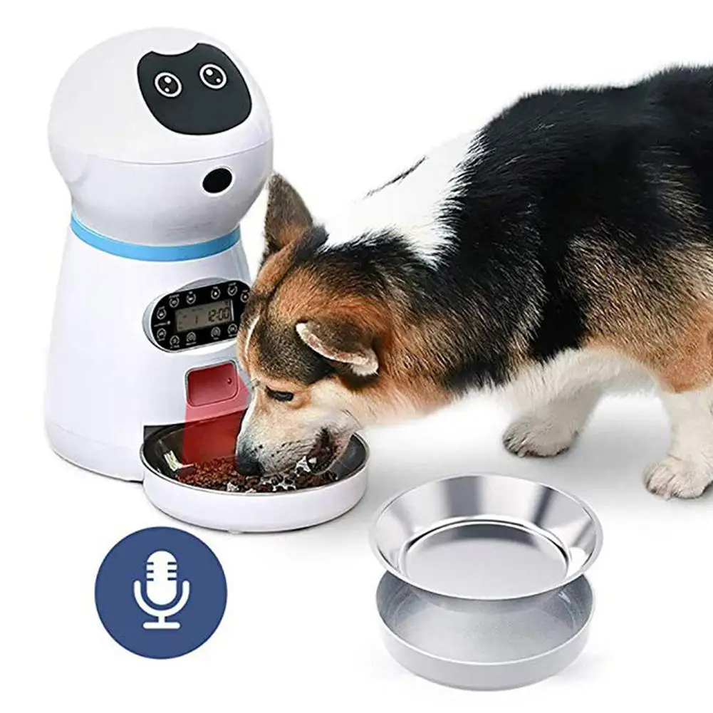 

Pet Stainless Steel Automatic Feeder Timing Dispensers with Display Screen for Cat Dog