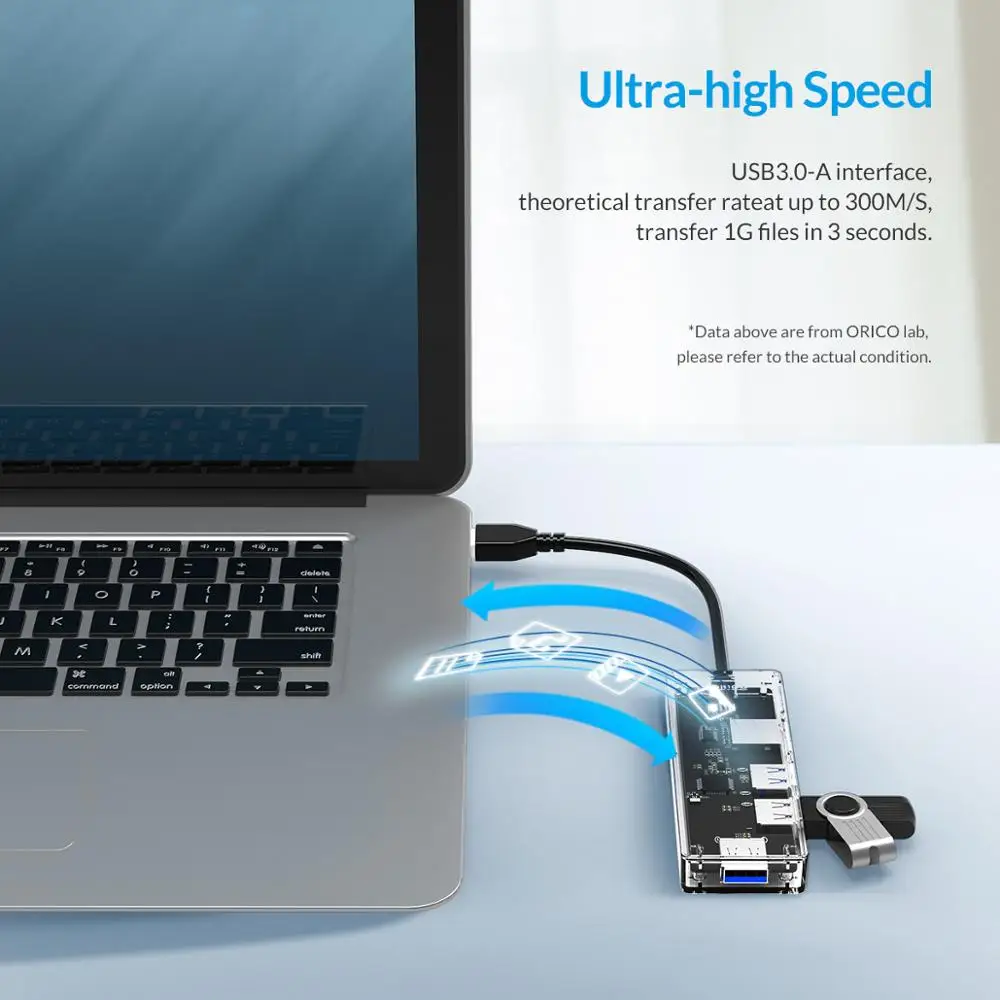 Прозрачный usb хаб ORICO высокоскоростной разветвитель USB 3 0 с 4 портами OTG адаптер для