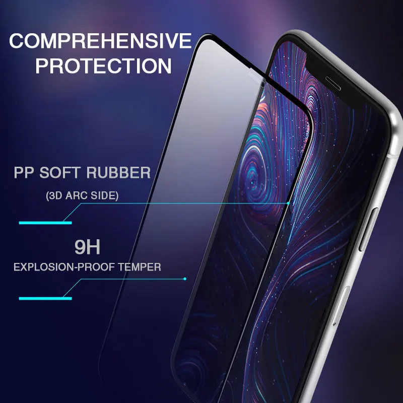 200D полное защитное стекло с закругленными краями для iPhone 7 8 6 6S Plus, закаленное защитное стекло для экрана 11 X XR XS Max