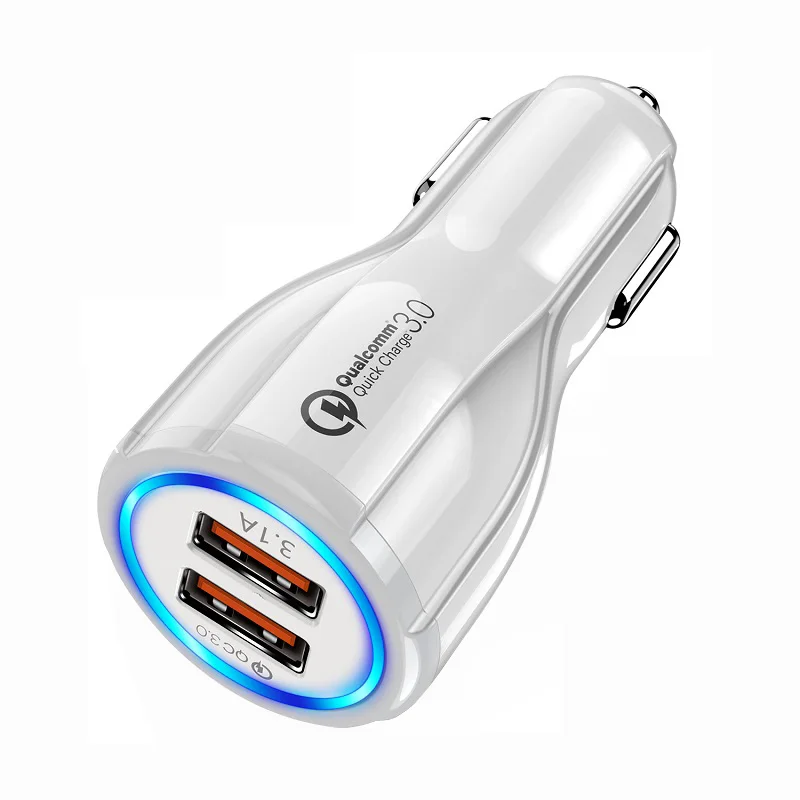 Автомобильное зарядное устройство Voteer QC 3,0 с 2 портами и двумя usb-портами для быстрой зарядки 3,0 А адаптер для мобильного телефона для iPhone huawei - Тип штекера: White