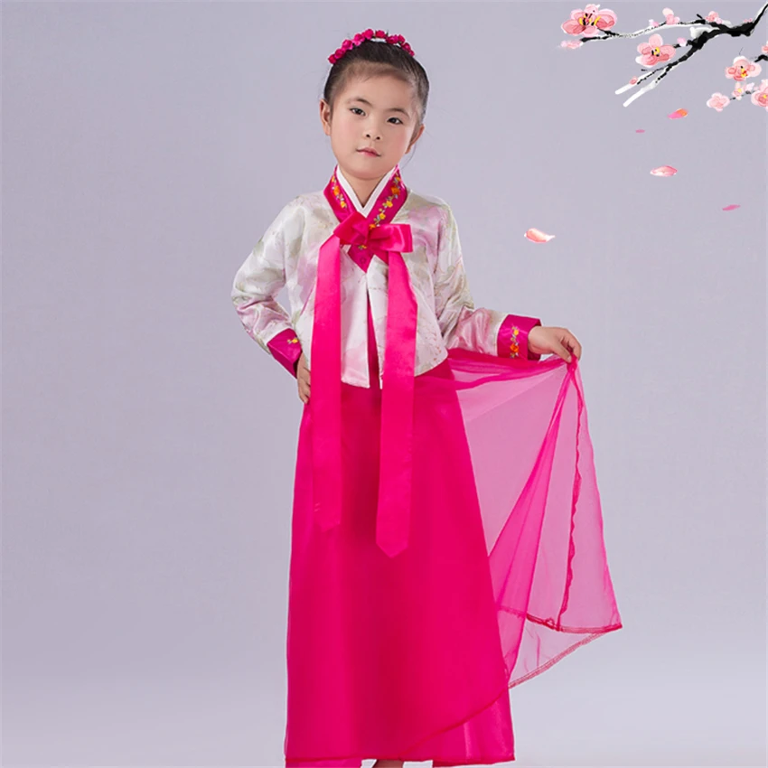 6 видов цветов, традиционная корейская одежда для девочек, праздничный наряд ханбок, танцевальный костюм для сцены, корейское модное платье