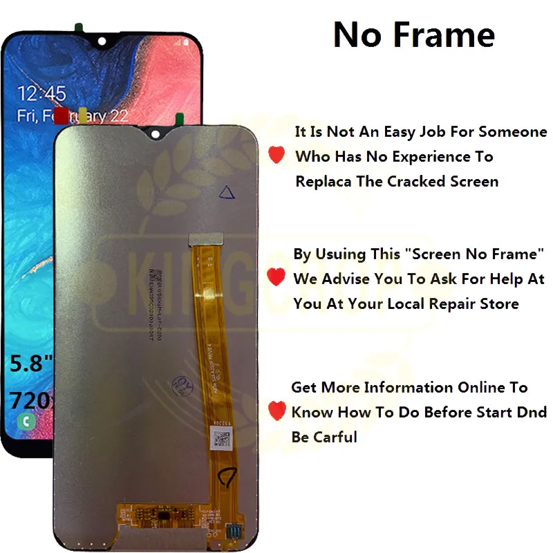 Для samsung Galaxy A20e A202 A202F A202DS дисплей кодирующий преобразователь сенсорного экрана в сборе A202 A202F/DS для samsung A20e lcd с рамкой