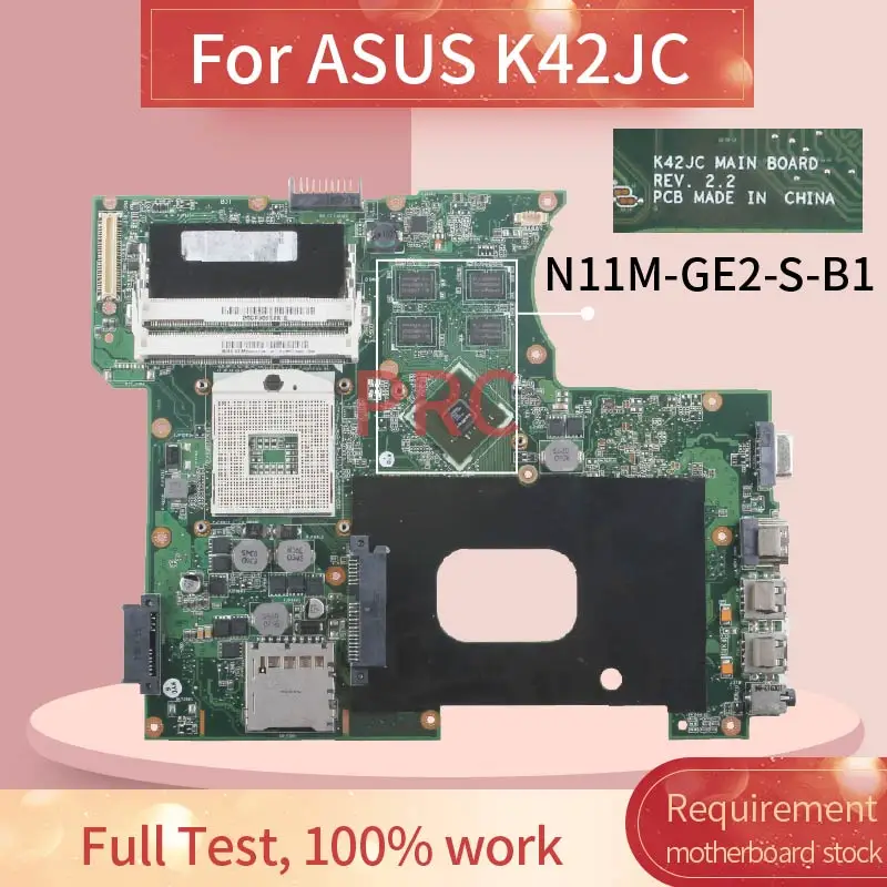 

For ASUS K42JC Notebook Mainboard REV:2.2 HM55 N11M-GE2-S-B1 DDR3 Laptop motherboard