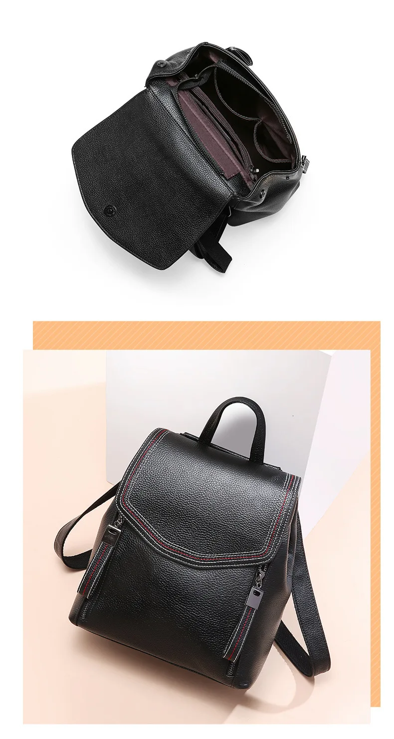 Настоящий натуральный женский рюкзак из мягкой натуральной кожи, женский модный рюкзак для путешествий черного цвета для ноутбука, женские рюкзаки-мешки Rugzak для женщин
