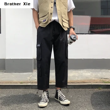 

Summer New Tooling Pants Men Fashion Solid Color Straight Casual Wear Overalls Streetwear Wild Hip Hop Loose Joggers Sweatpants