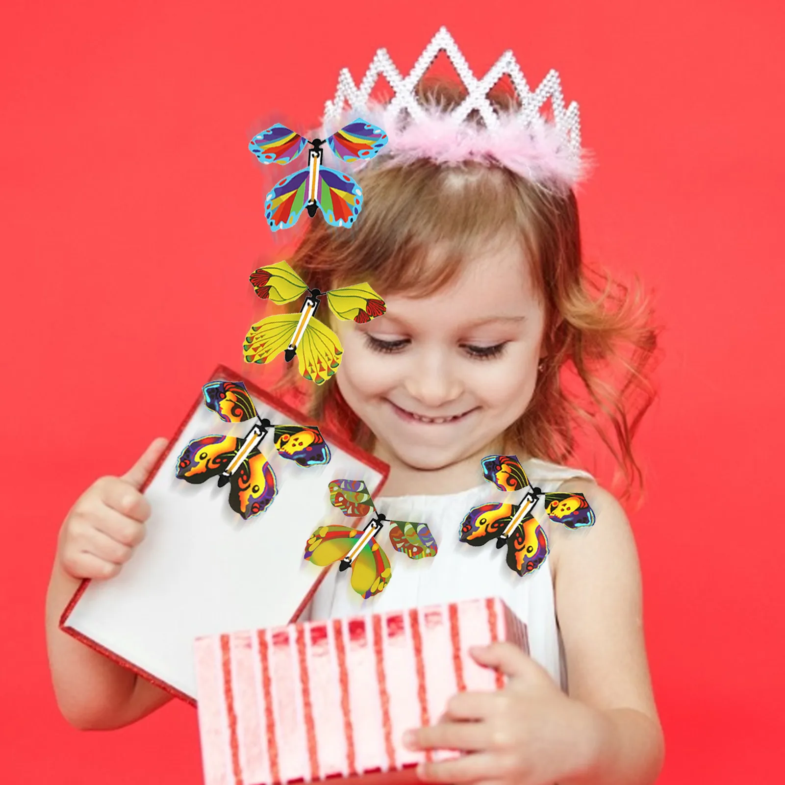 10 PCS Flying In The Book Fairy Rubber Band Powered Wind Up Butterfly Toy Magic Flying Butterfly Great Surprise Gifts For Kids