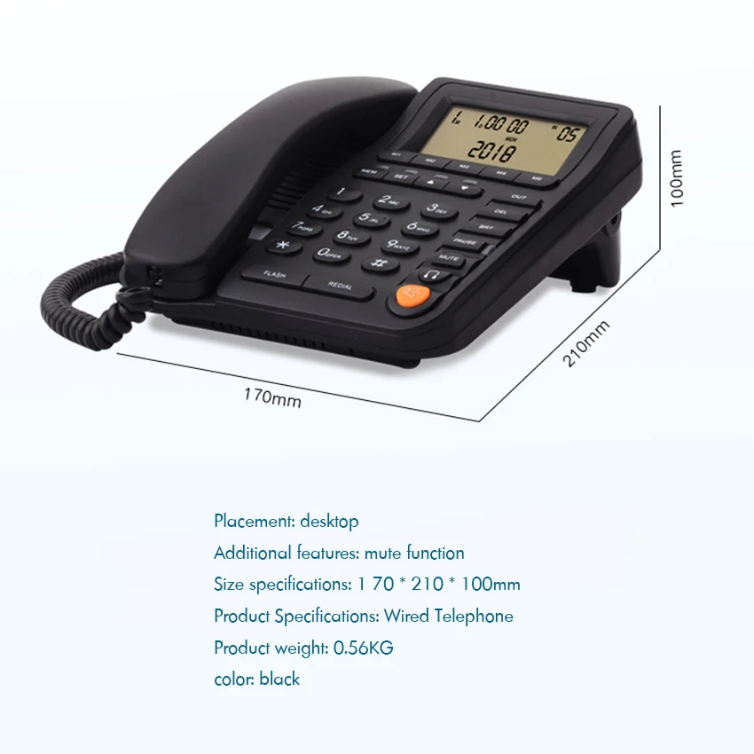 Telefone com Fio com Fone de Ouvido Microfone com Cancelamento de Ruído id do Chamador Call Center Receptor Speakerphone Casa Escritório Telefone Fixo - Imagem 3