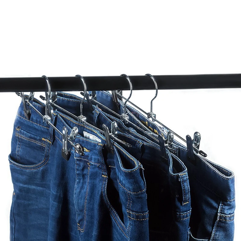 Металлические брюки юбка вешалки с 2 регулируемыми зажимами, 15-Pack
