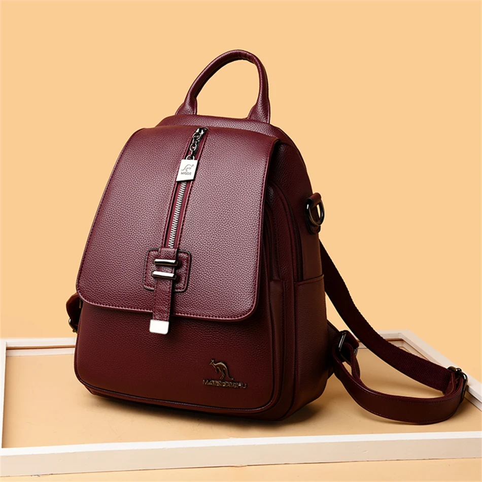 Luxury Designer Women Backpack High Quality Soft Leather Shoulder Bag Fashion School Bags Multifunction Rucksack Top-handle Bag